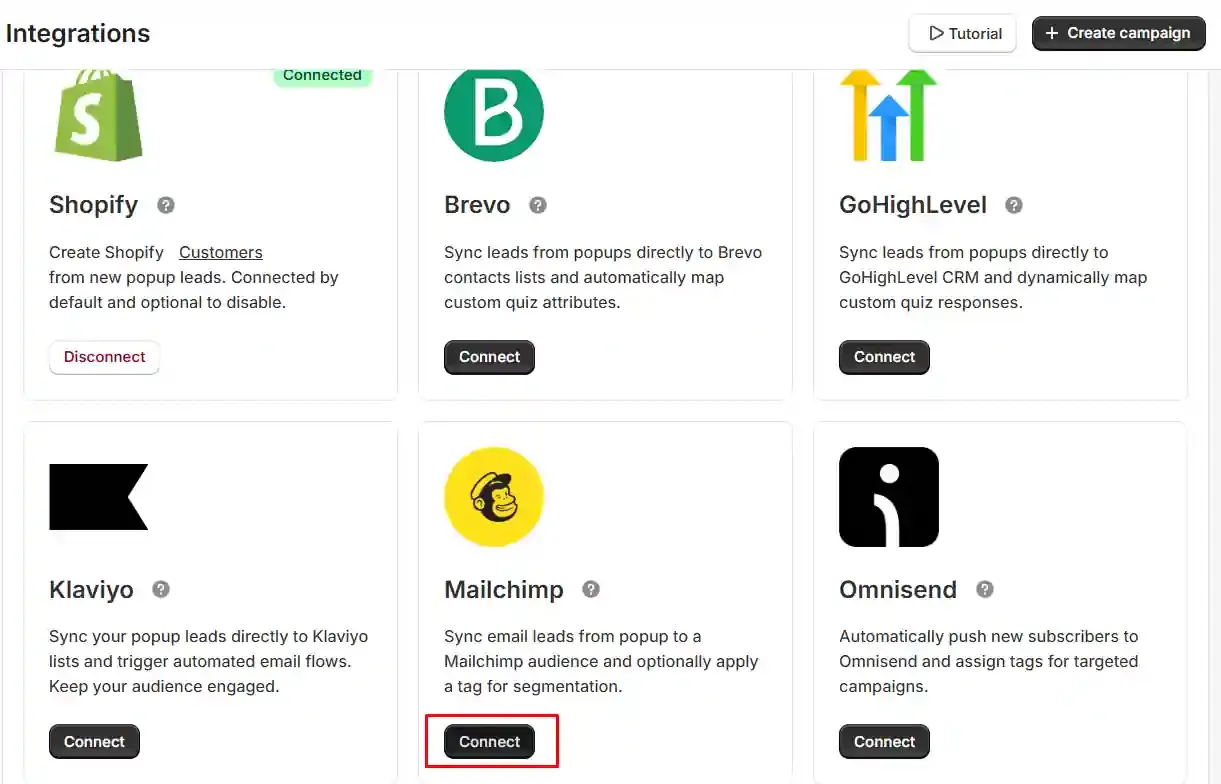 Integrate Mailchimp